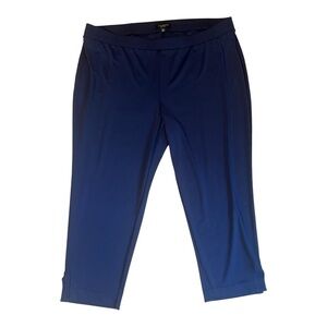 Talbots Navy Blue Silky Pull On Cropped Pants Nautical Old Money Size 3XLP
